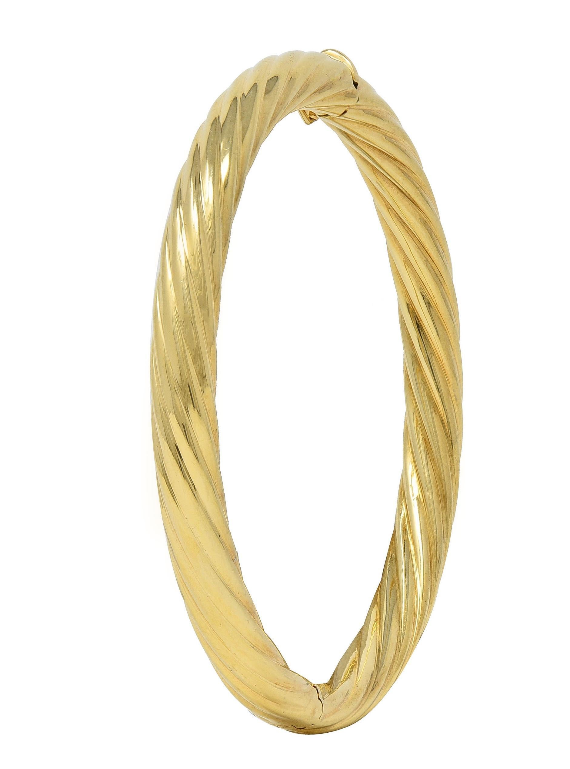 Tiffany & Co. 1960's 18 Karat Yellow Gold Vintage Twisted Rope Bangle Bracelet In Excellent Condition For Sale In Philadelphia, PA