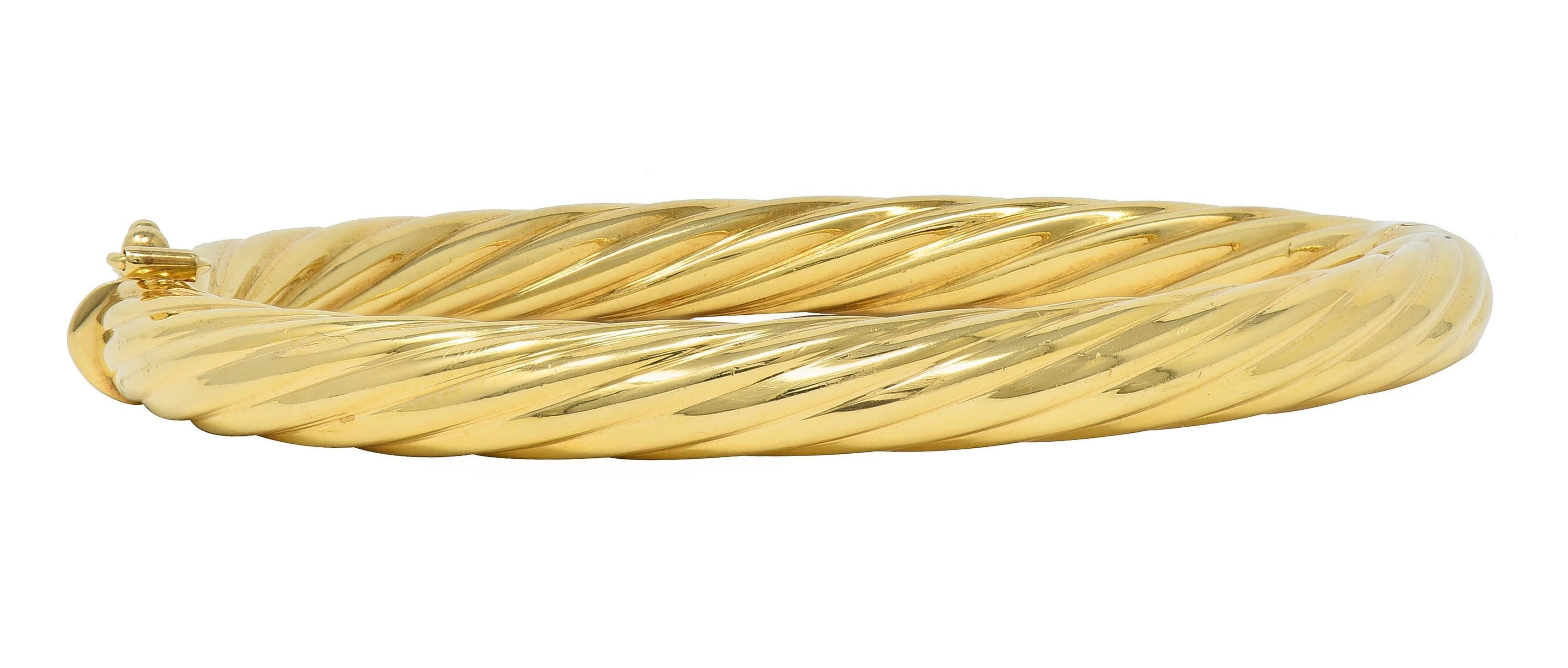 Women's or Men's Tiffany & Co. 1960's 18 Karat Yellow Gold Vintage Twisted Rope Bangle Bracelet For Sale