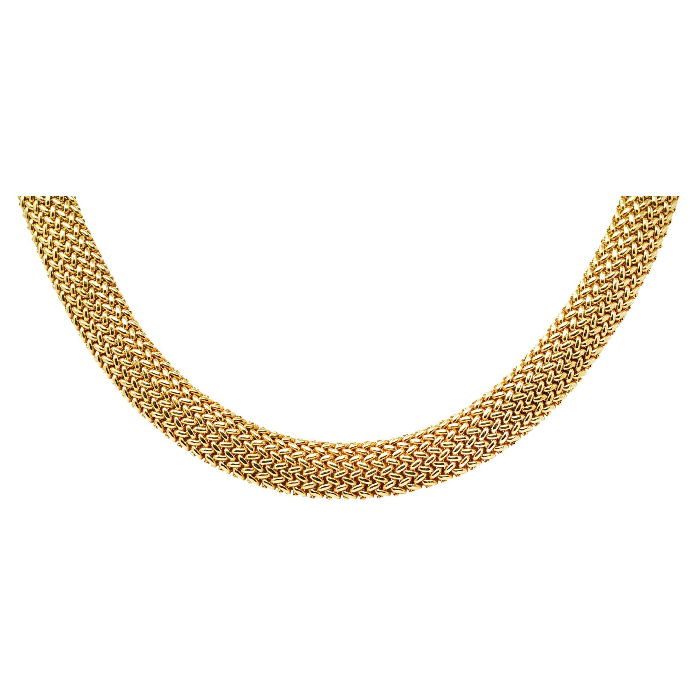 Tiffany & Co. 1960's 18 Karat Yellow Gold Woven Mesh Vintage Collar Necklace