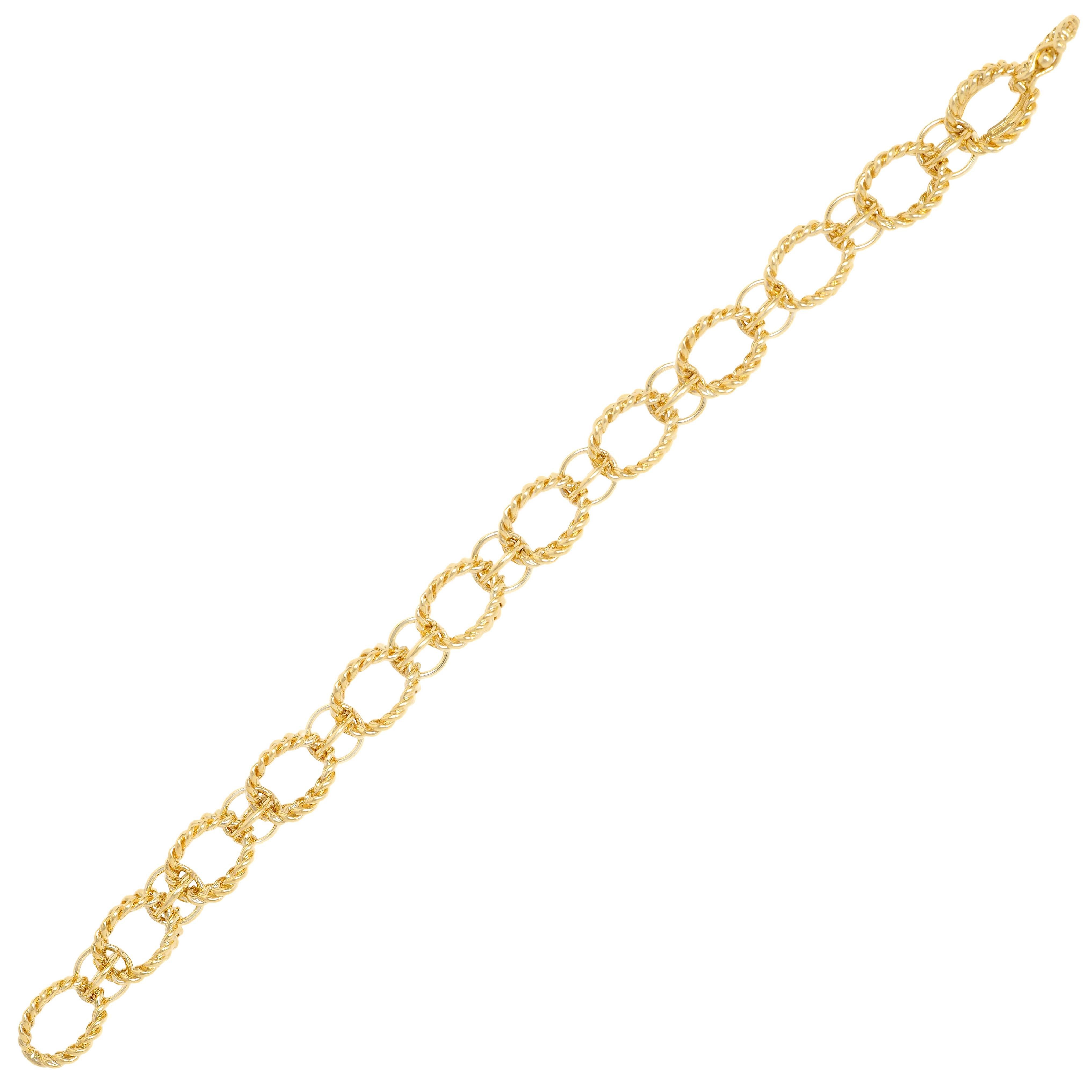 Moderne Tiffany & Co. 1960's 18K Gold Twisted Rope Sphere Link Vintage en vente