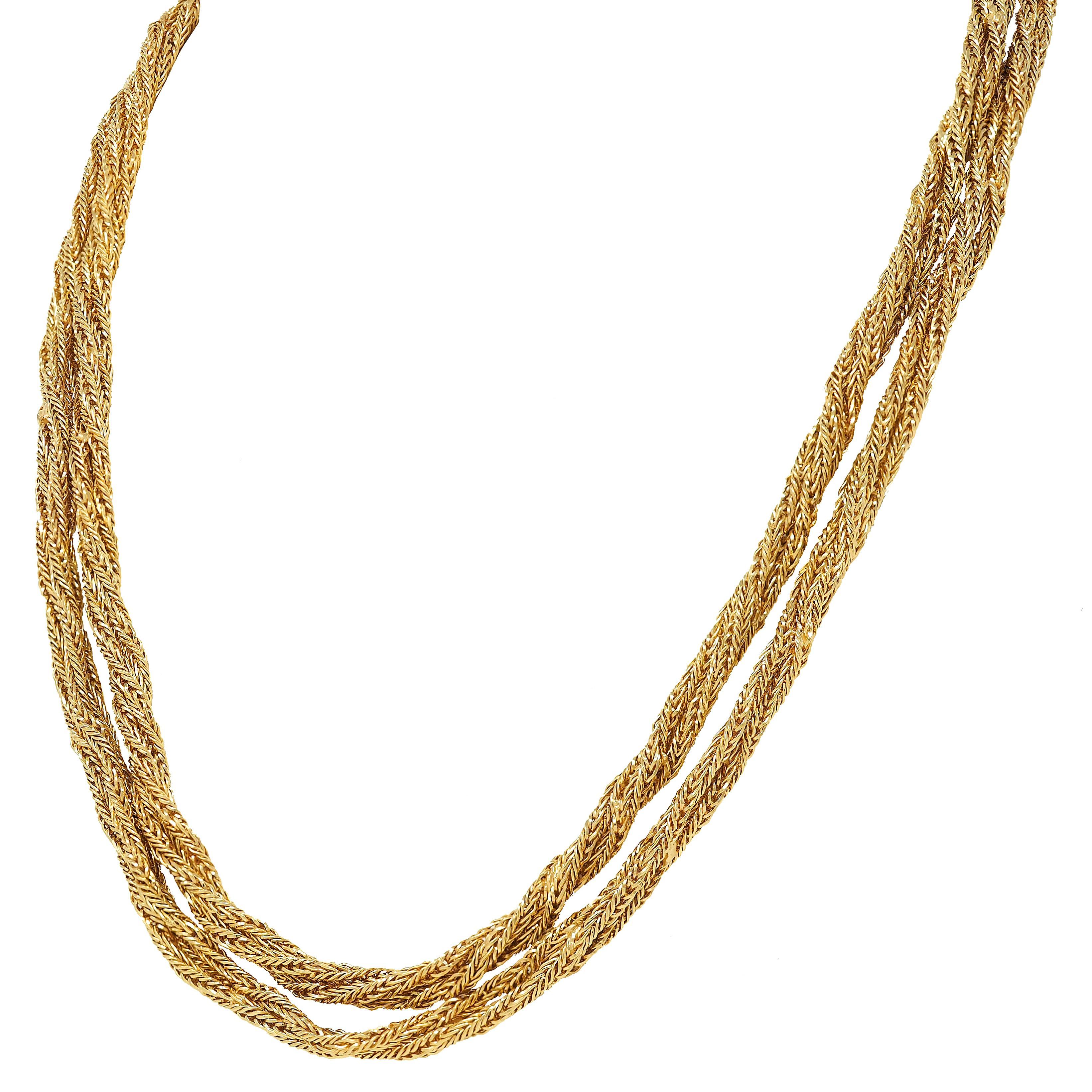 Tiffany & Co. 1960's 18K Gold Twisted Rope Vintage Multi-Strand Necklace For Sale 2