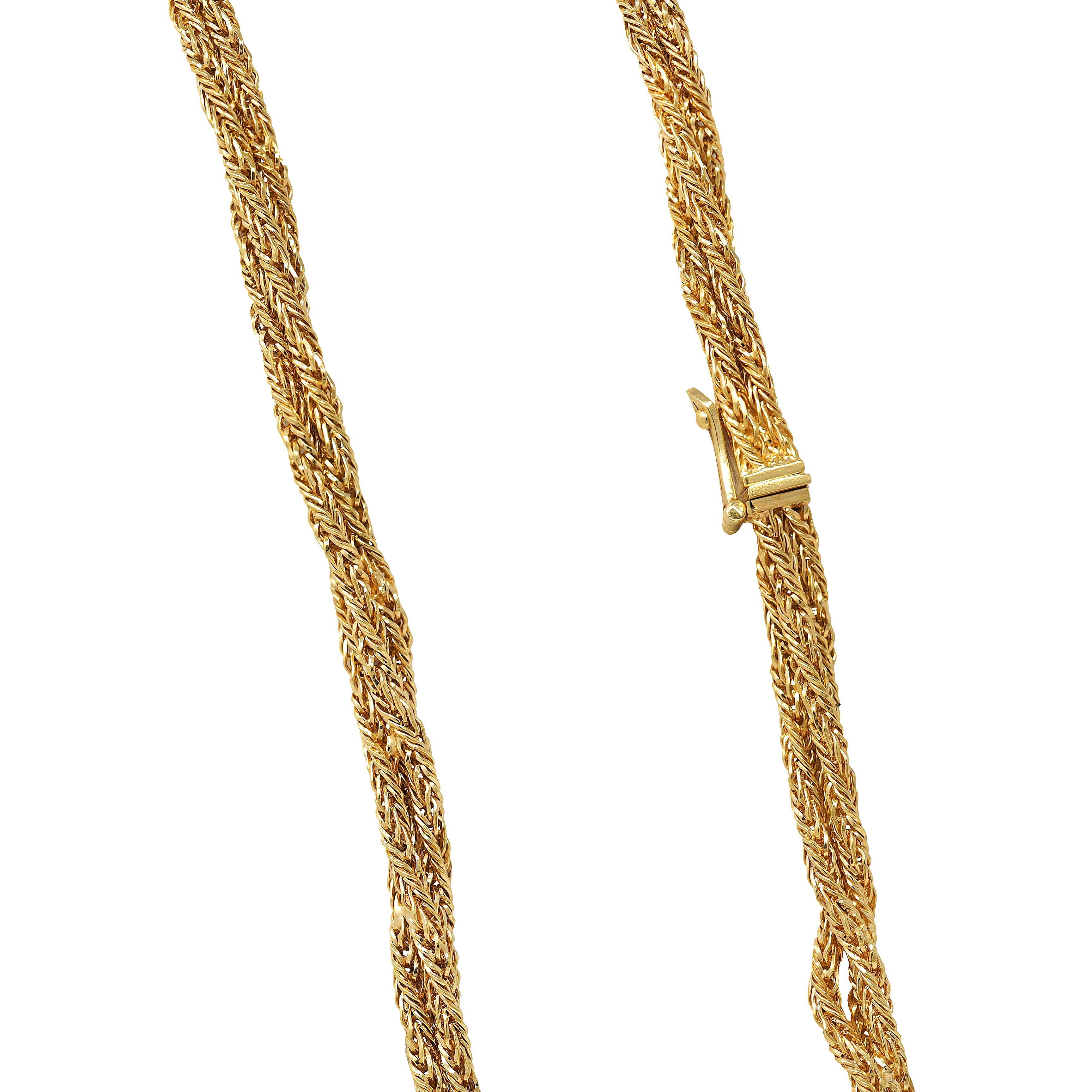 Tiffany & Co. 1960's 18K Gold Twisted Rope Vintage Multi-Strand Necklace For Sale 3