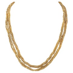 Tiffany & Co. 1960's 18K Gold Twisted Rope Vintage Multi-Strand Necklace