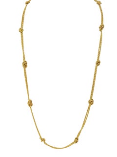 Tiffany & Co. 1960's 18K Gold Vintage Knotted Rope Chain Station Necklace
