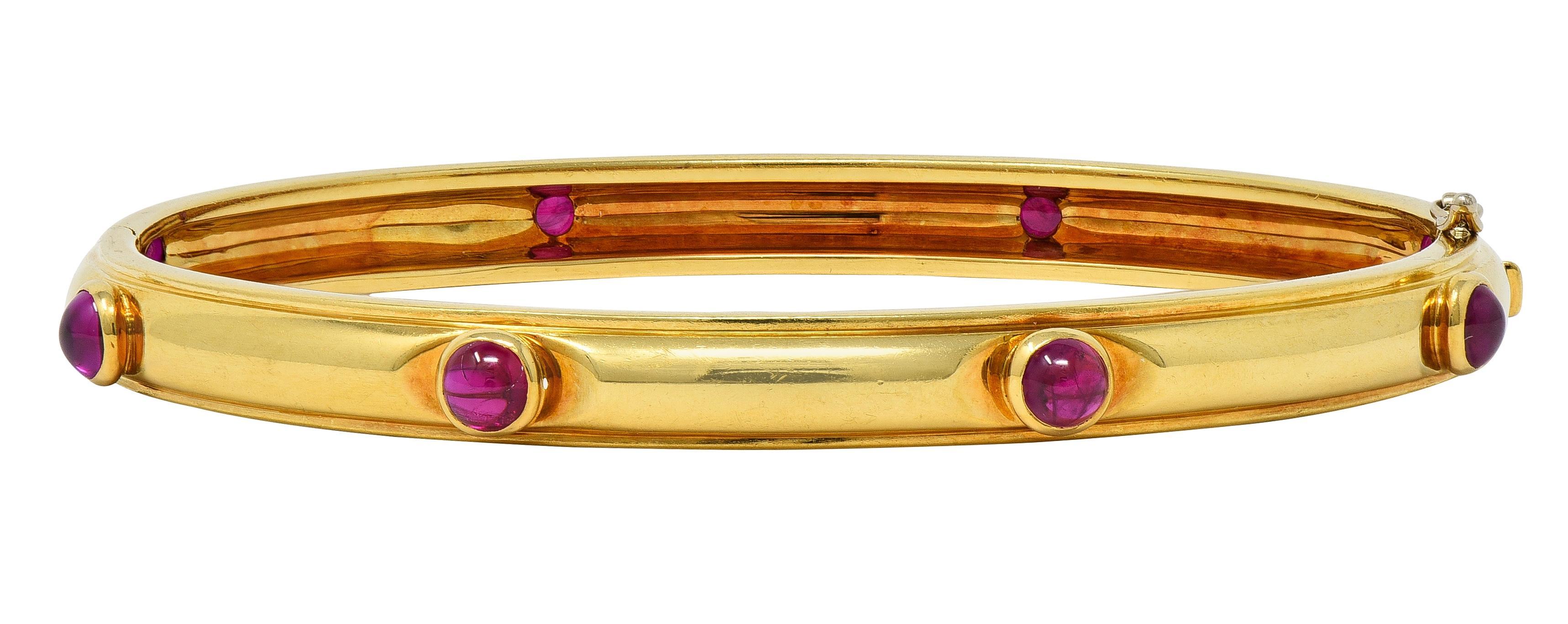 Modern Tiffany & Co. 1960's 2.00 CTW Ruby 18 Karat Yellow Gold Vintage Bangle Bracelet For Sale