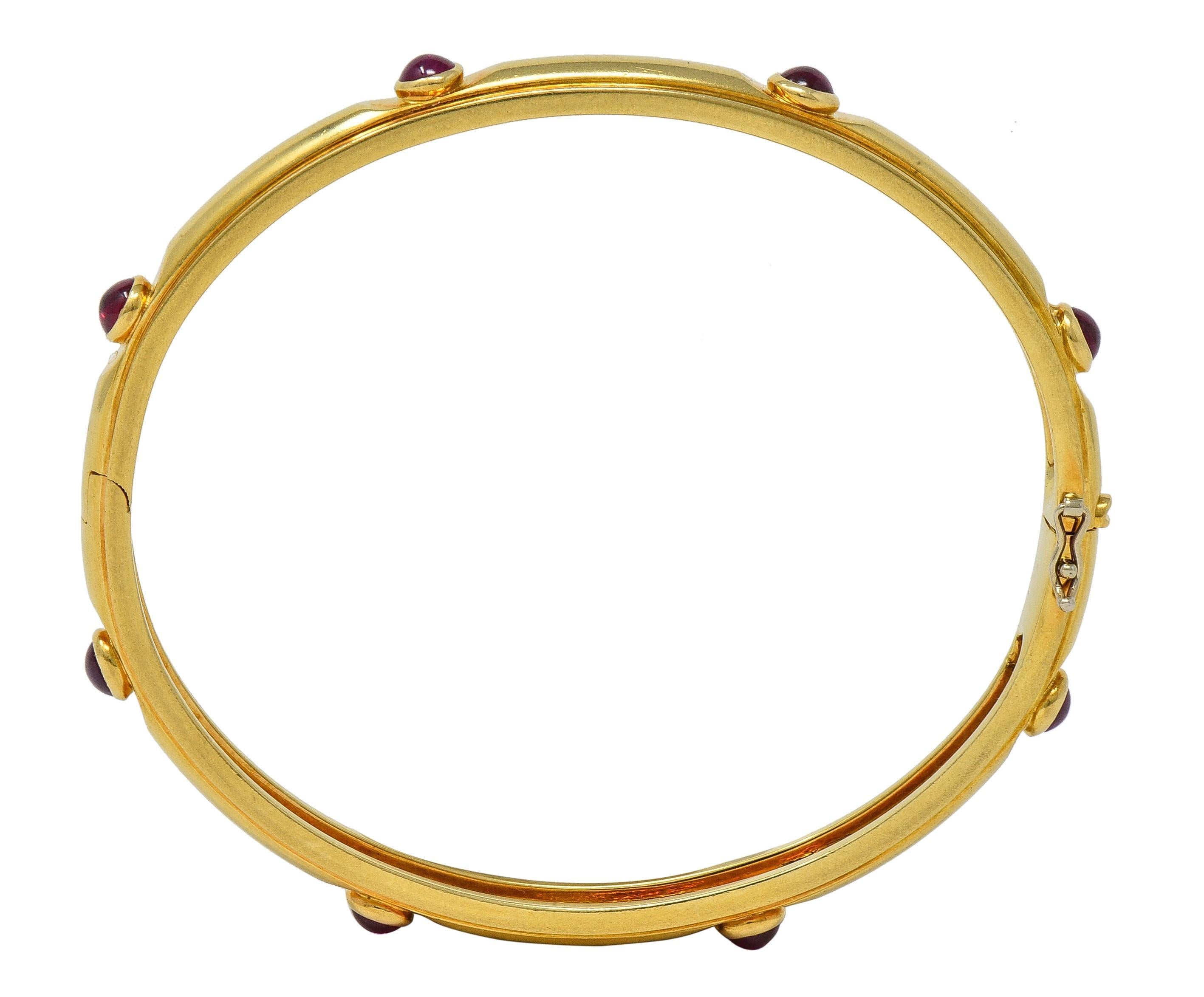 Women's Tiffany & Co. 1960's 2.00 CTW Ruby 18 Karat Yellow Gold Vintage Bangle Bracelet For Sale