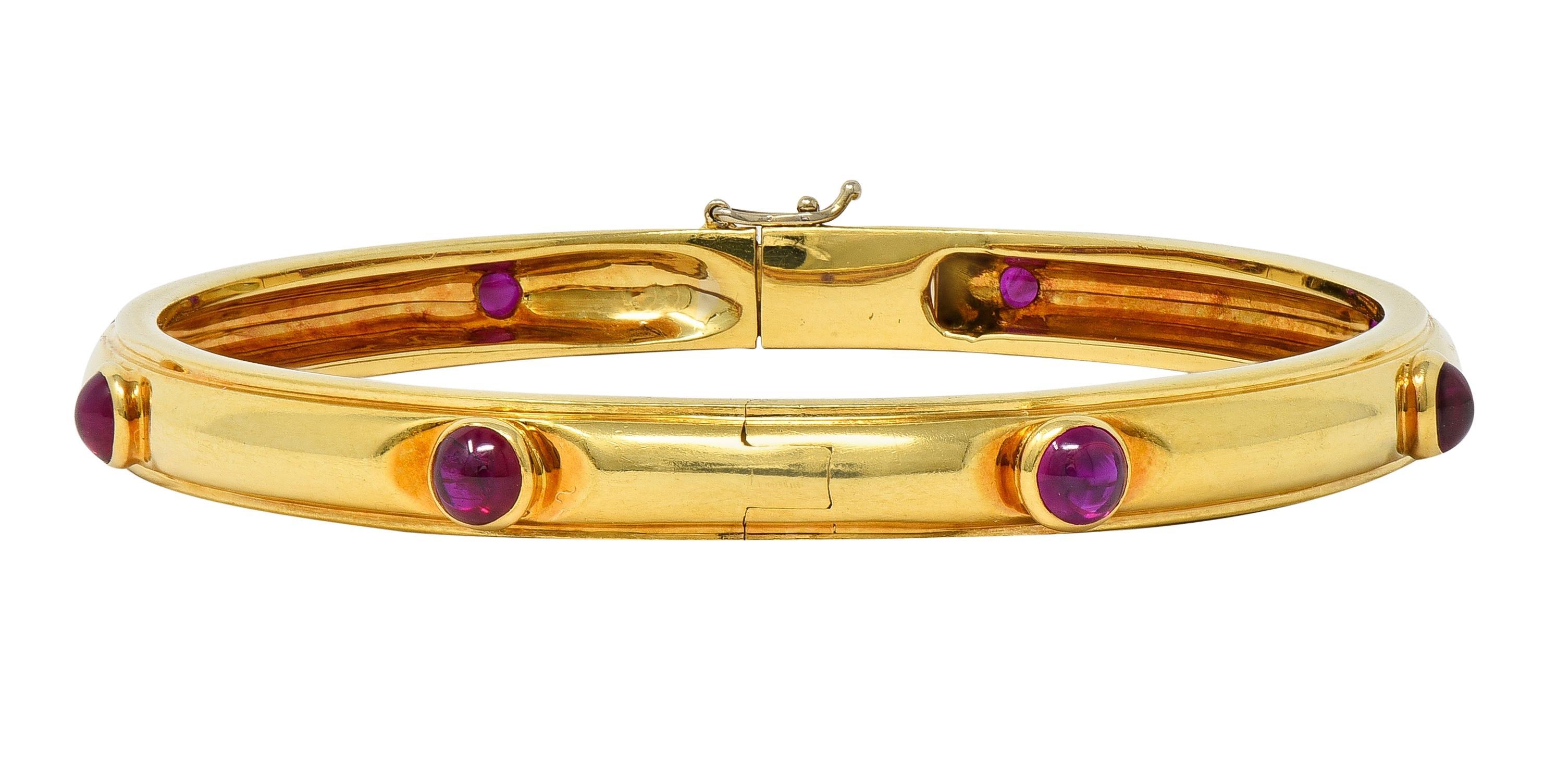Tiffany & Co. 1960's 2.00 CTW Ruby 18 Karat Yellow Gold Vintage Bangle Bracelet For Sale 1