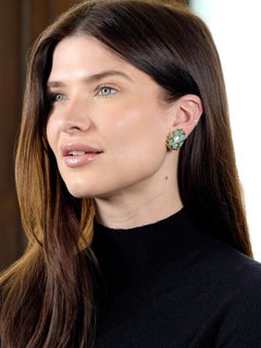 Tiffany & Co. 1960's Basse-Taile Enamel 18K Gold Vintage Egg Ear-Clip Earrings