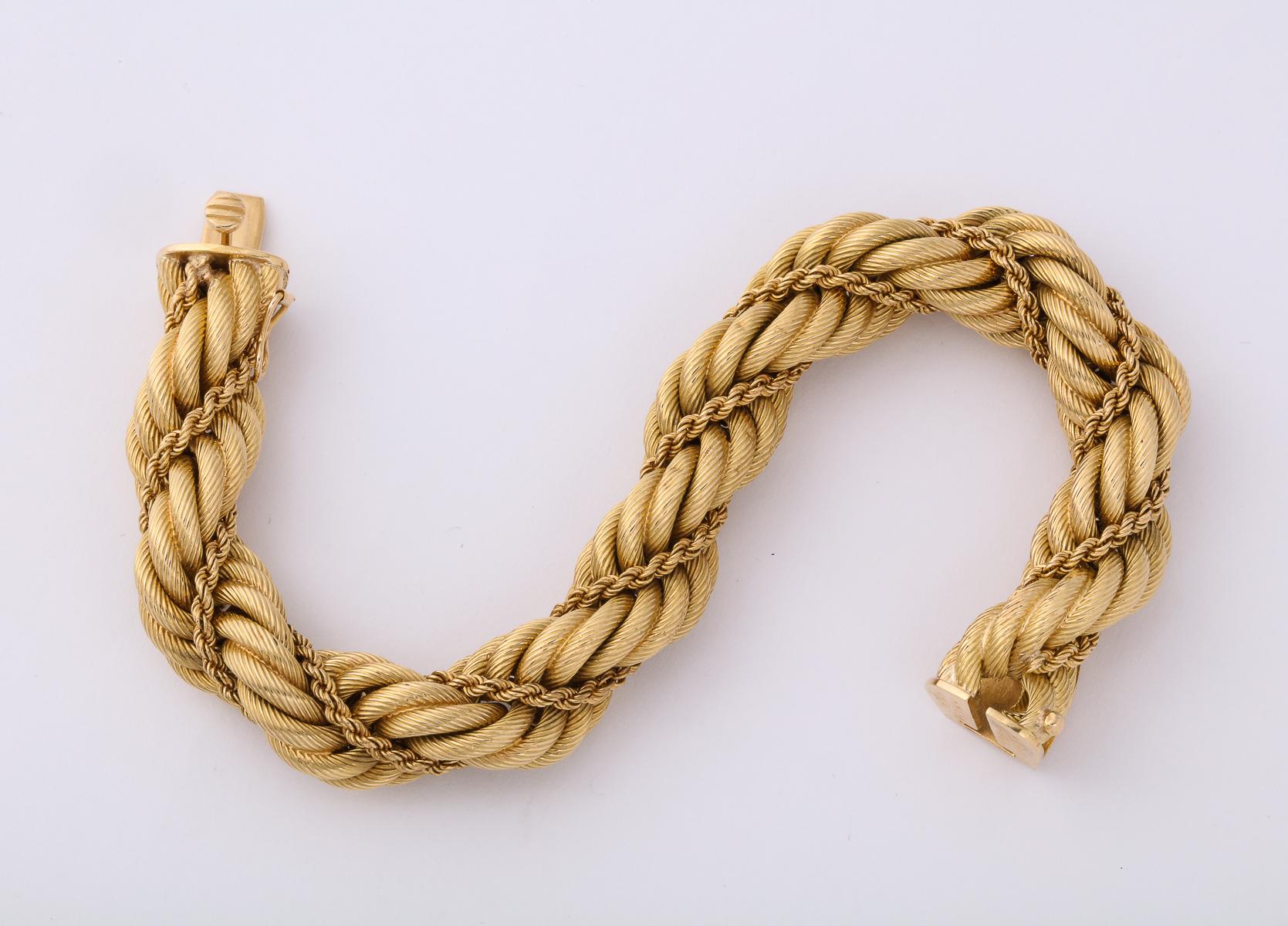 Tiffany & Co. 1960s Braided Rope Design Gold Twist Bracelet In Good Condition In New York, NY