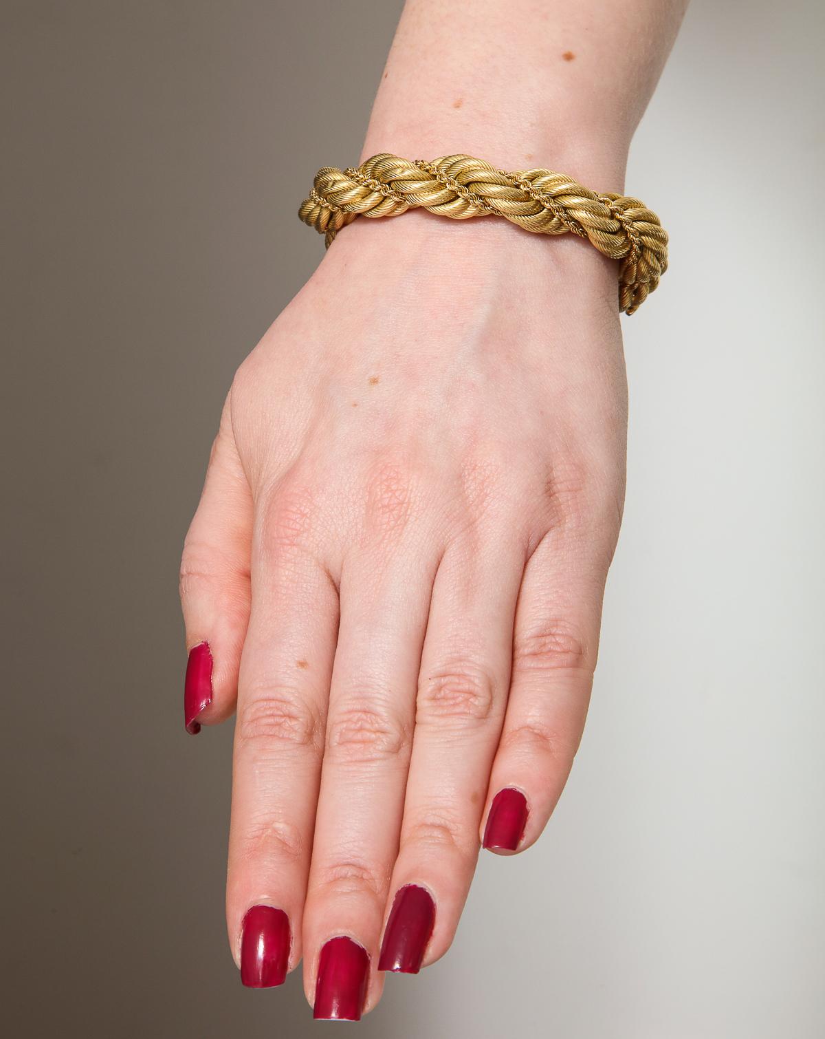Tiffany & Co. 1960s Braided Rope Design Gold Twist Bracelet 2
