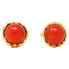 Tiffany & Co. 1960's Carnelian 18 Karat Yellow Gold Vintage Acorn Stud Earrings