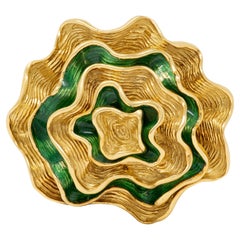 Tiffany & Co. 1960's Enamel 18 Karat Yellow Gold Vintage Brooch