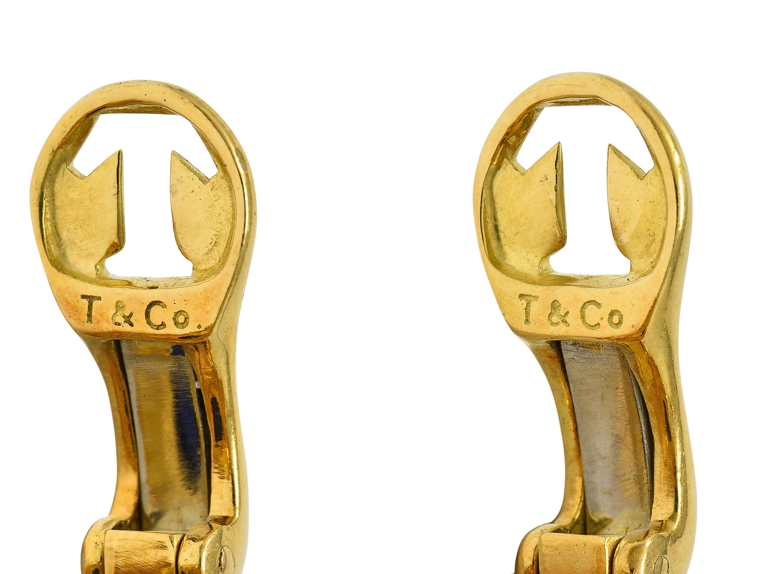 Tiffany & Co. 1960's Lapis Lazuli 18K Gold Vintage Floral Ear-Clip Earrings In Excellent Condition For Sale In Philadelphia, PA