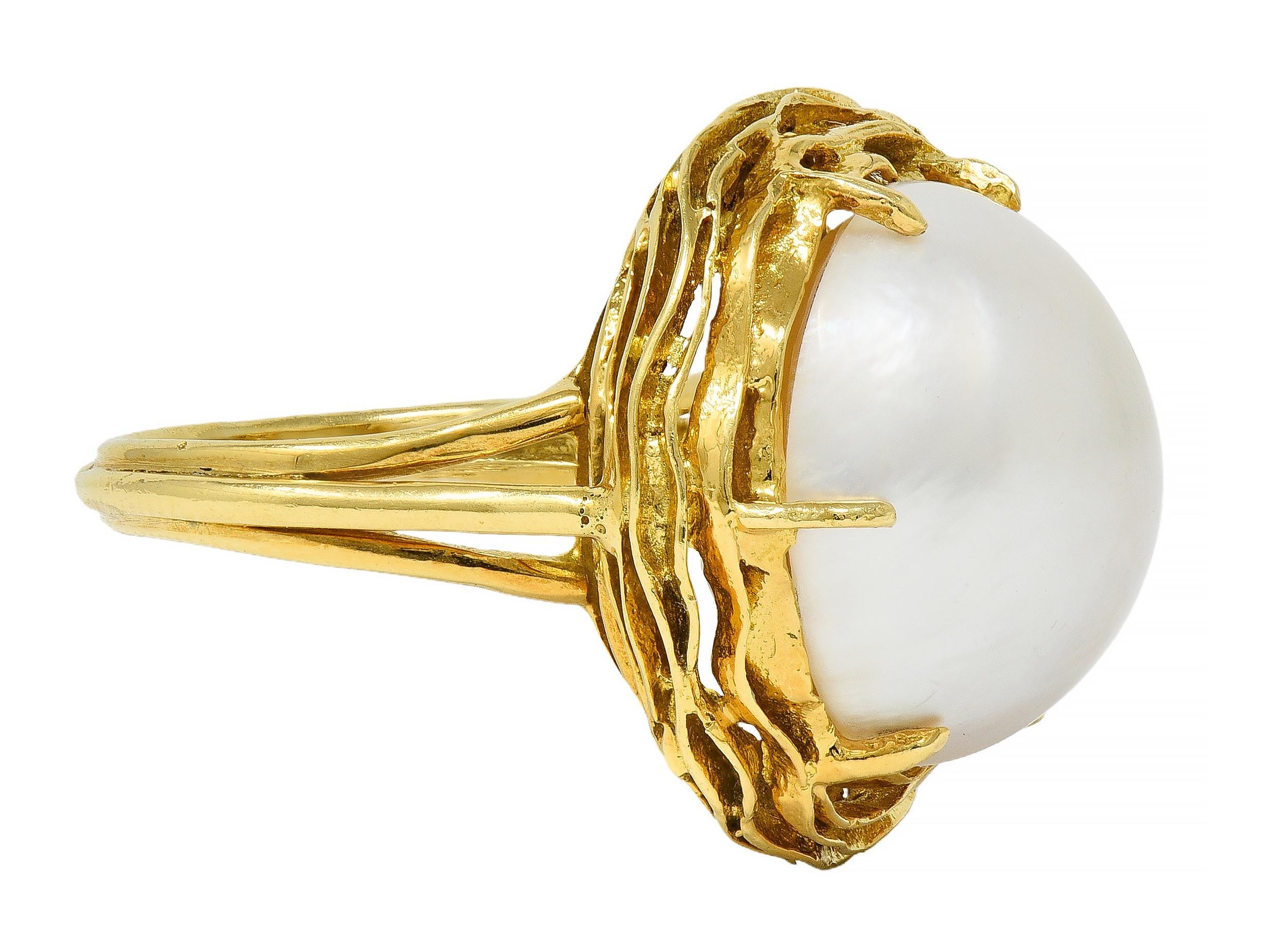 Women's Tiffany & Co. 1960's Mabé Pearl 18 Karat Yellow Gold Vintage Nest Ring For Sale