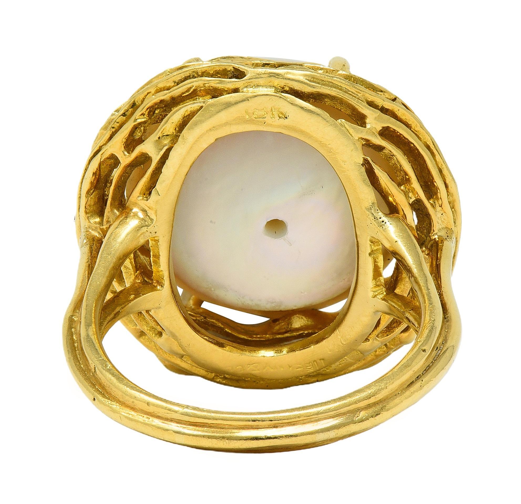 Tiffany & Co. 1960's Mabé Pearl 18 Karat Yellow Gold Vintage Nest Ring For Sale 1