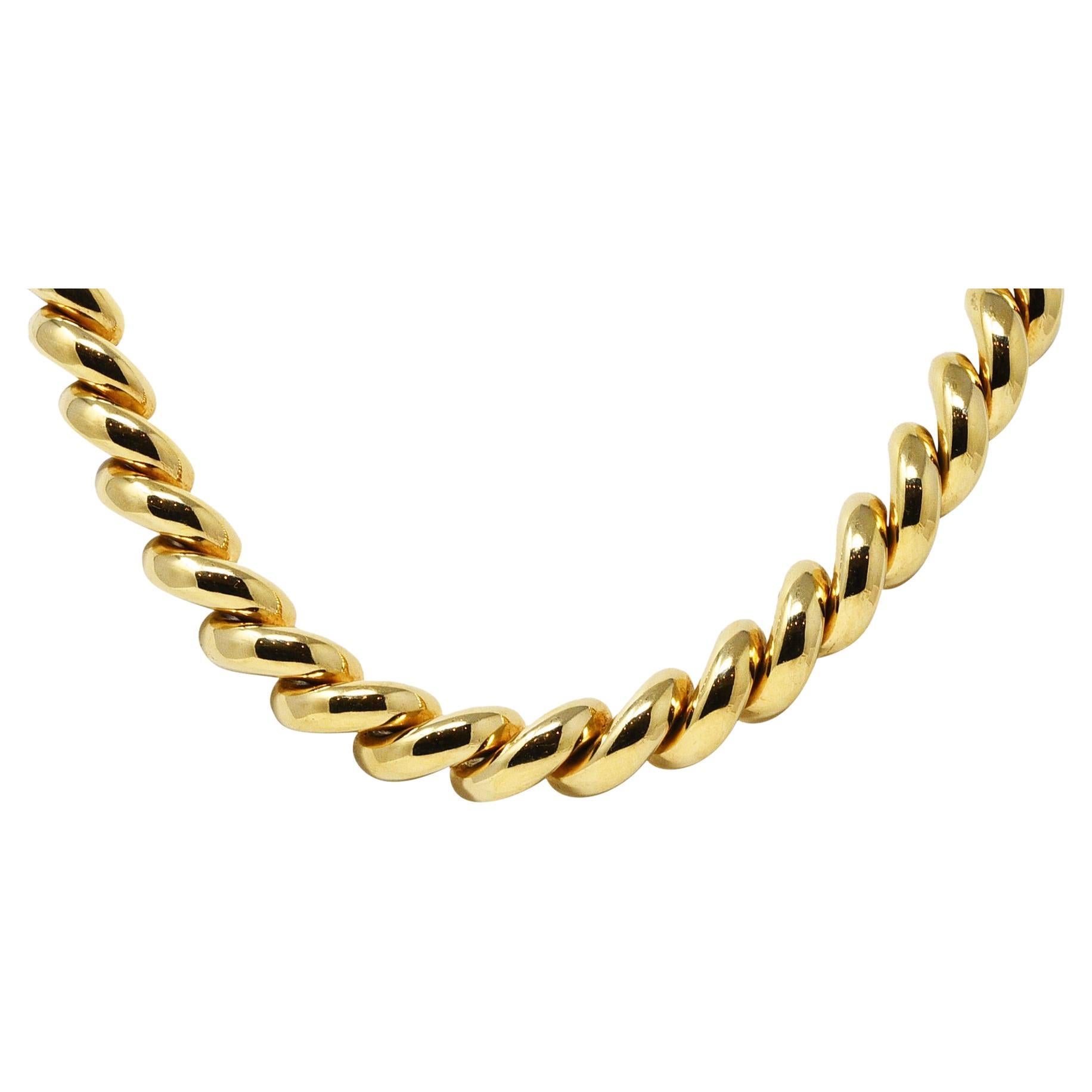 Tiffany & Co. 1960's Modernist 14 Karat Yellow Gold Twist Link Vintage  Necklace