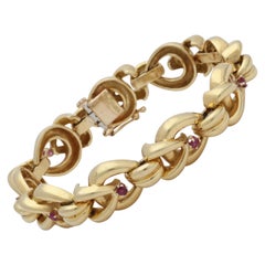 Tiffany & Co. 1960s Open Link Design Ruby and High Polish Gold Bracelet