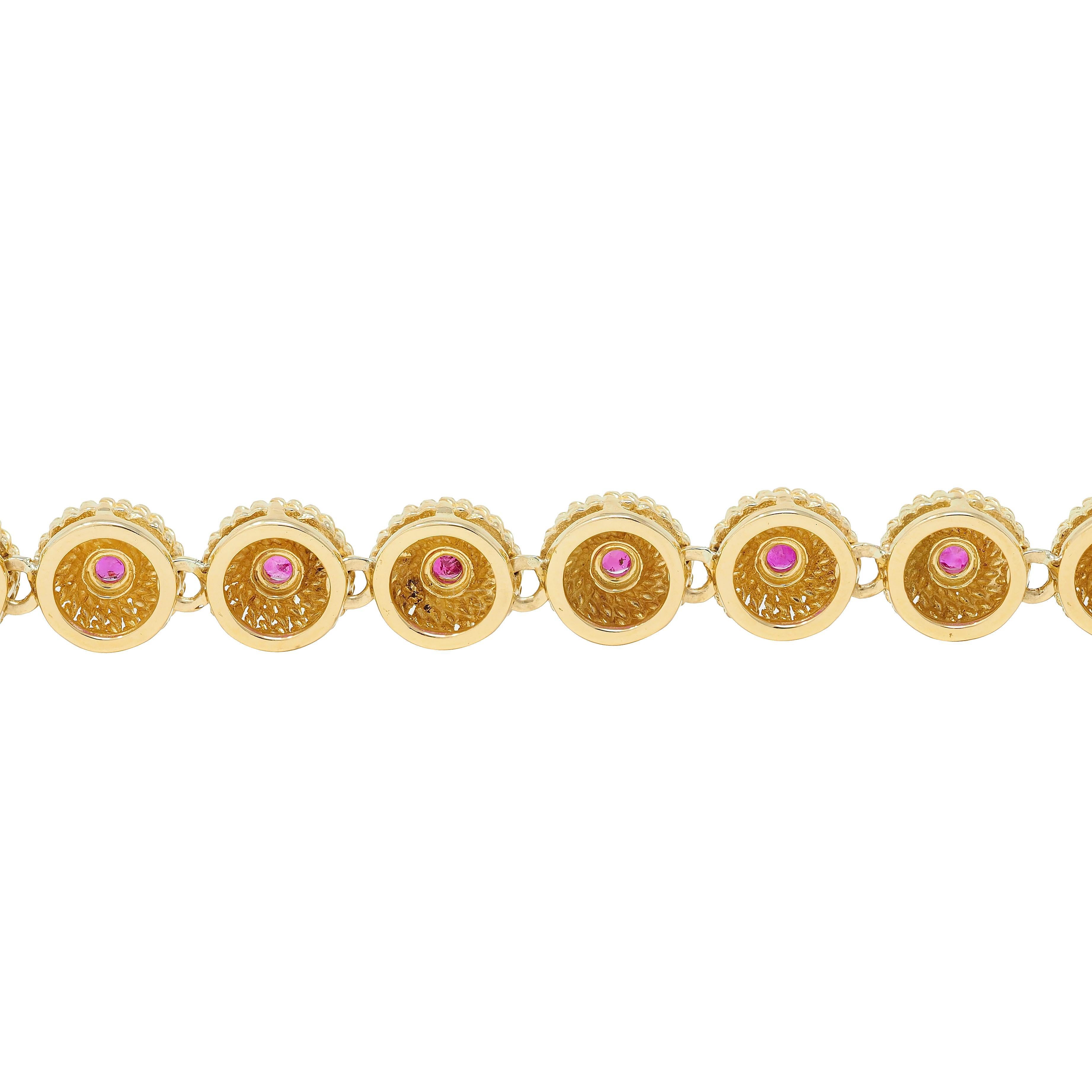 Women's or Men's Tiffany & Co. 1960s Ruby 18 Karat Yellow Gold Vintage Twisted Rope Link Bracelet