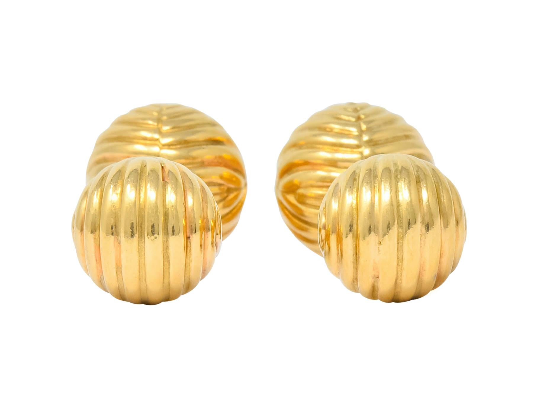 Tiffany & Co. 1960s Vintage 14 Karat Gold Ridged Ball Men's Cufflinks 2