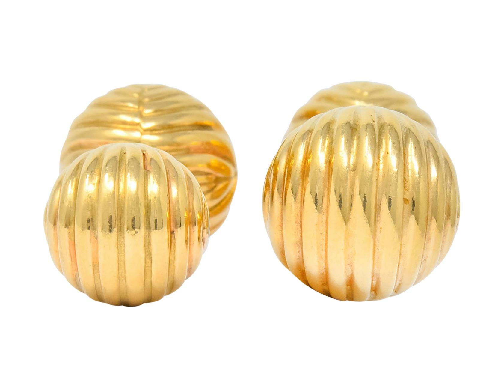 Tiffany & Co. 1960s Vintage 14 Karat Gold Ridged Ball Men's Cufflinks 4