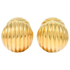 Tiffany & Co. 1960s Vintage 14 Karat Gold Ridged Ball Men's Cufflinks