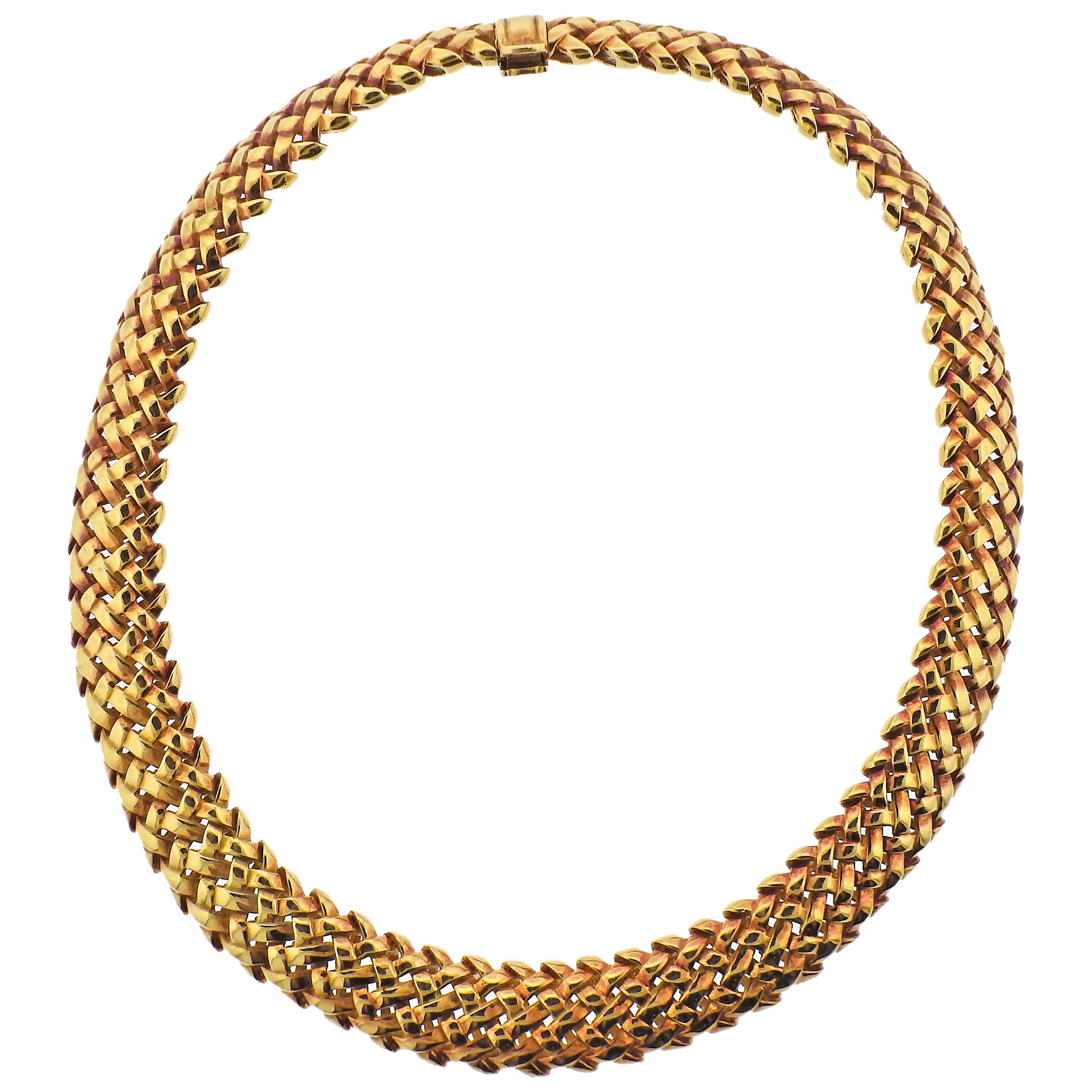 Tiffany & Co. 1960s Woven Gold Necklace For Sale
