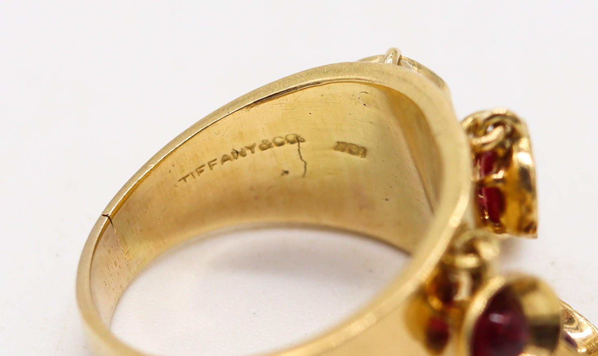 TIFFANY & CO. 1968 Jean Schlumberger Bague Cinétique Or Jaune 18Kt Avec Rubis Excellent état - En vente à Miami, FL