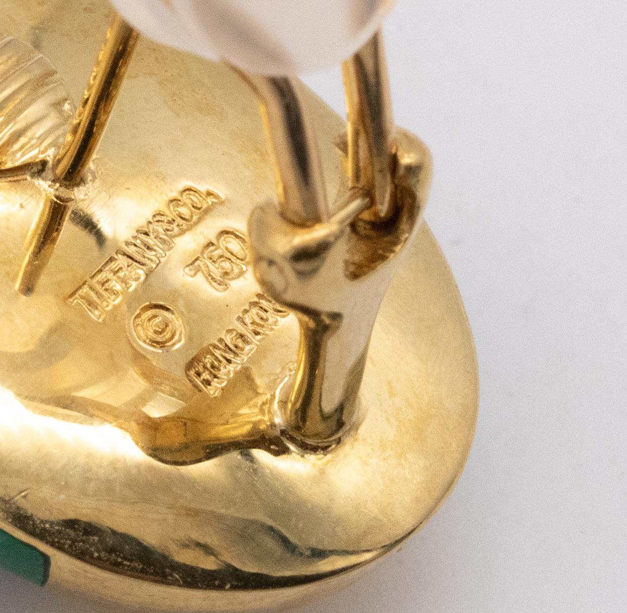 Tiffany Co. Angela Cummings Ohrringe aus 18 Karat Gelbgold mit Intarsien aus Edelsteinen, 1970 im Zustand „Hervorragend“ in Miami, FL