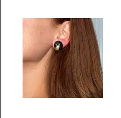 Tiffany Co 1970 Angela Cummings Oval Clips Earrings in 18Kt Gold with Black Jade