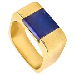 TIFFANY & CO. 1970 By Donald Claflin Bague géométrique en or jaune 18Kt et lapis
