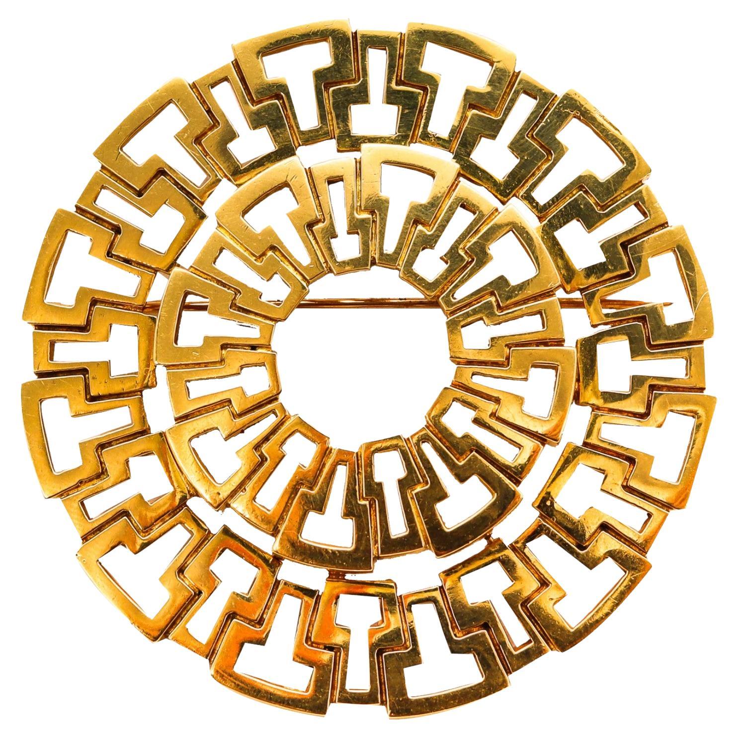 Tiffany & Co. 1970 par Donald Claflin Broche pendentif rare en forme de T en or massif 18 carats