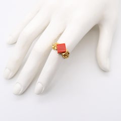 Tiffany & Co. 1970 by Donald Claflin Sculptural Ring 18Kt Yellow Gold with Coral
