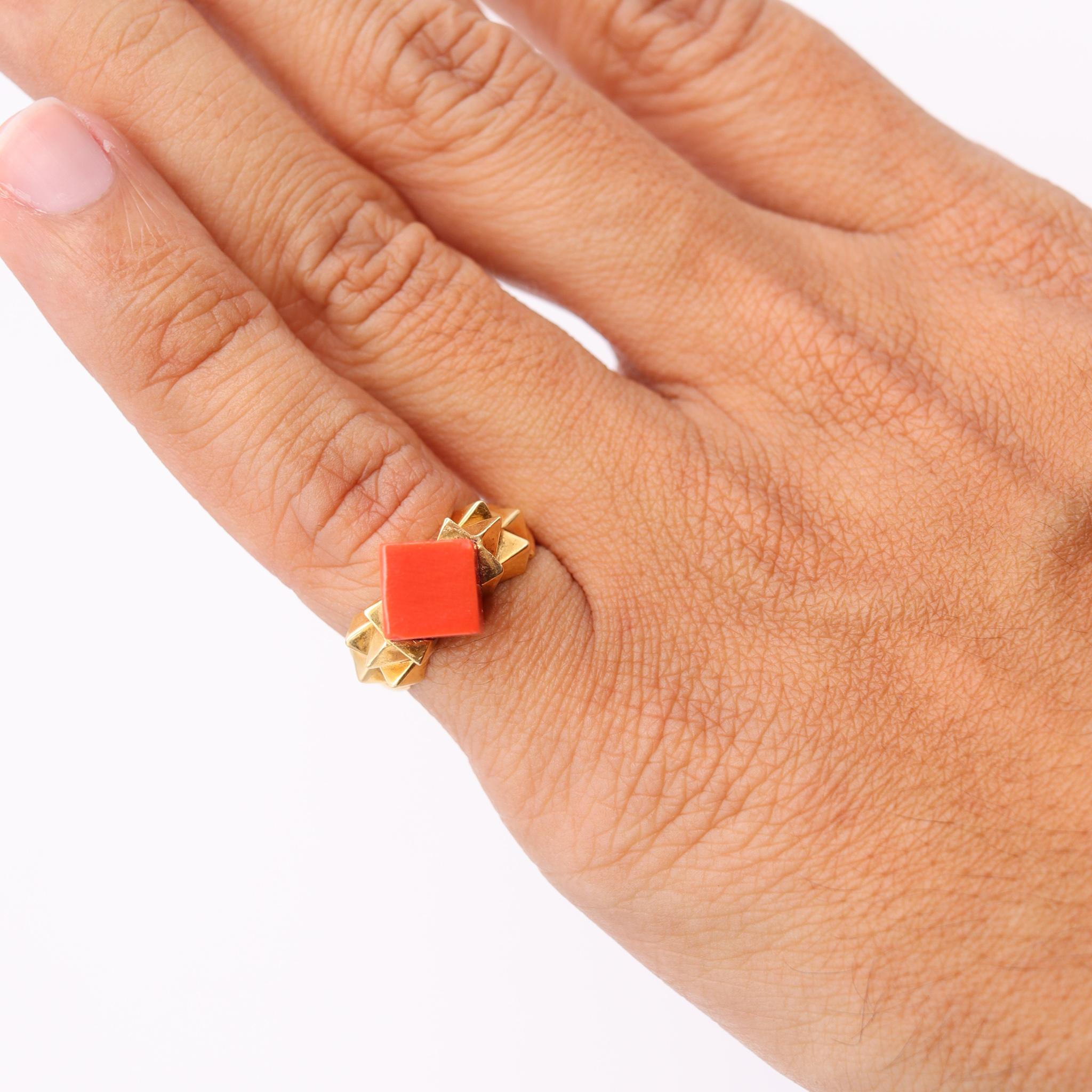 Cabochon Tiffany & Co. 1970 by Donald Claflin Sculptural Ring 18Kt Yellow Gold with Coral For Sale