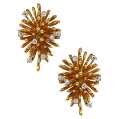Vintage Tiffany & Co 1970 Clips on Spikes Earrings in 18Kt Gold with 1.02 Ctw Diamonds