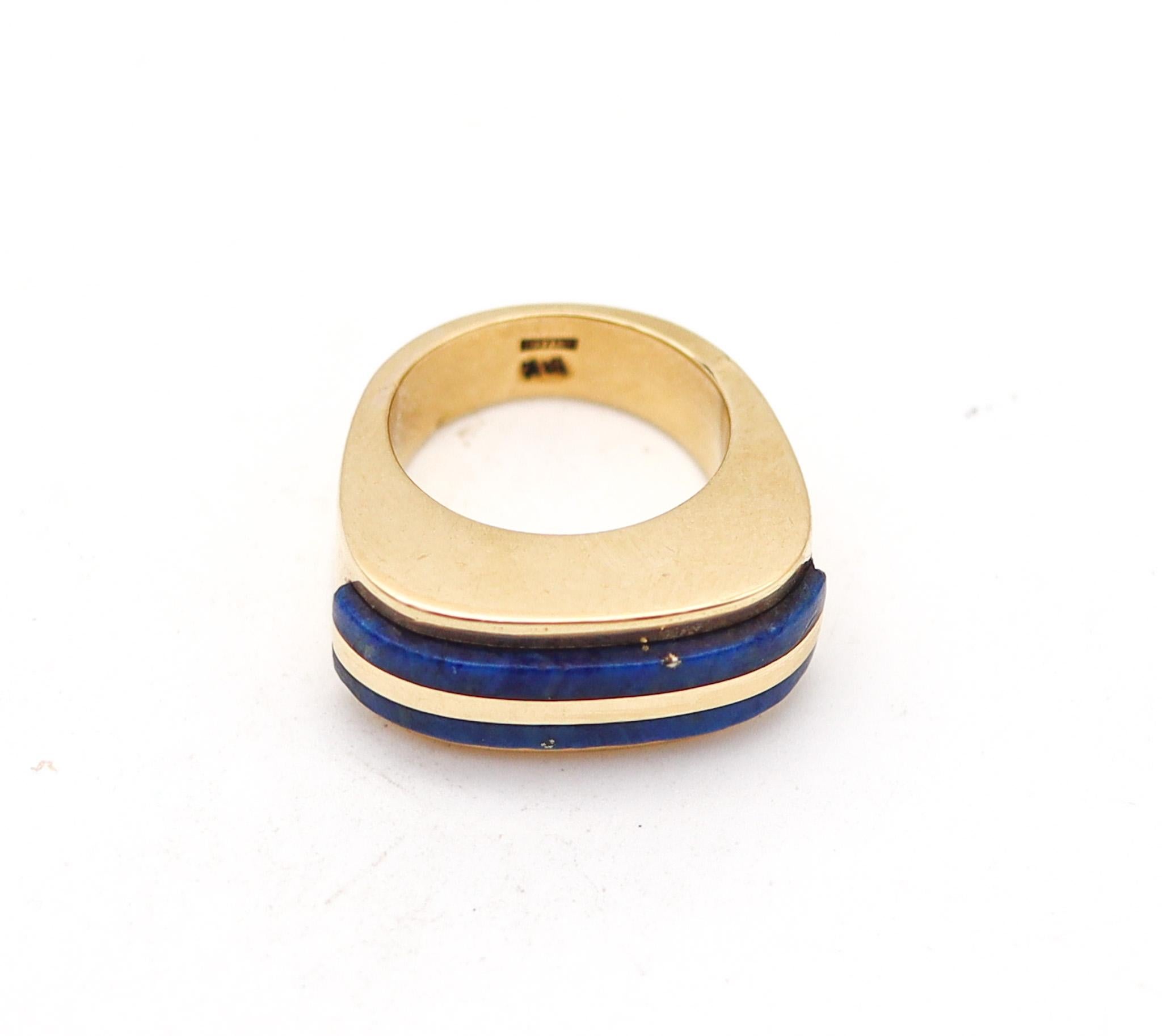 Modernist Tiffany & Co. 1970 Donald Claflin Ring In 18Kt Yellow Gold With Lapis Lazuli