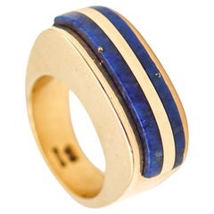 Vintage Tiffany & Co. 1970 Donald Claflin Ring In 18Kt Yellow Gold With Lapis Lazuli