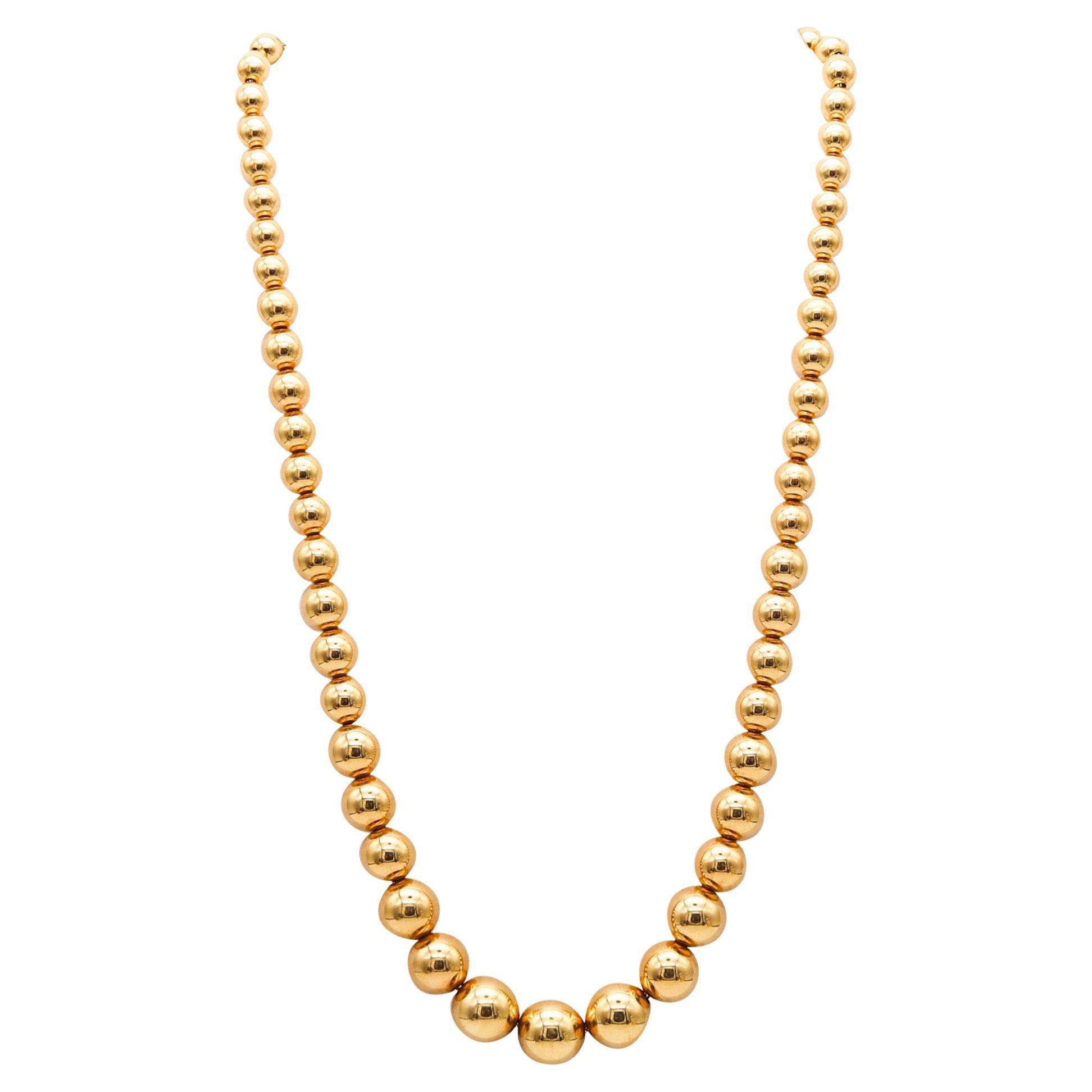 Tiffany & Co. 1970 Elegant Hardware Graduated Necklace in Solid 18kt Yellow Gold For Sale