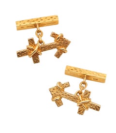 TIFFANY & CO. 1970 Jean Schlumberger Boutons de manchette ancres en or jaune massif 18 carats