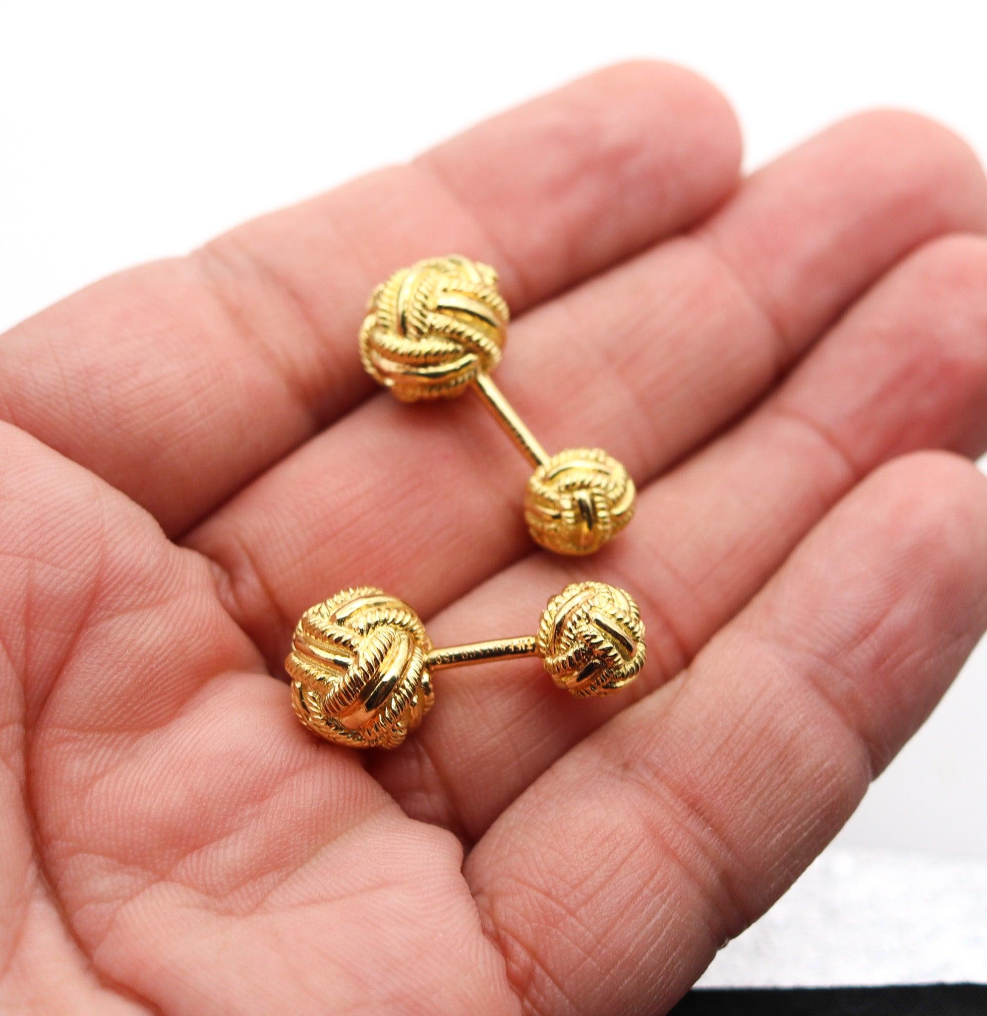 Men's TIFFANY & CO. 1970 Jean Schlumberger Cufflinks In Solid Woven 18Kt Yellow Gold For Sale