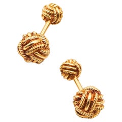 TIFFANY & CO. 1970 Jean Schlumberger Manschettenknöpfe aus massivem gewebtem 18 Karat Gelbgold