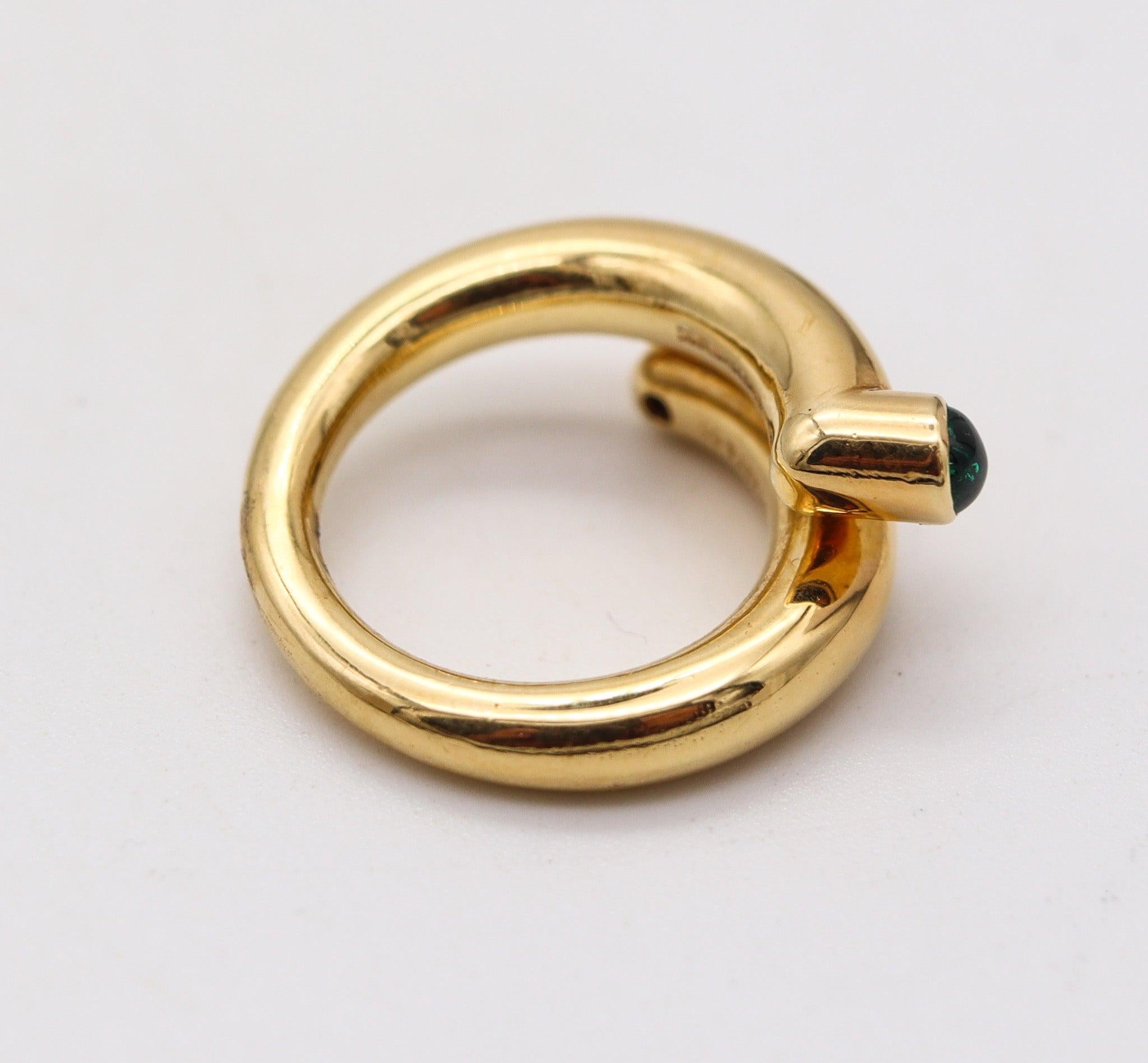 Taille cabochon TIFFANY & CO. 1970 Jean Schlumberger Bague Spirale Or Jaune 18Kt Avec Emeraudes en vente