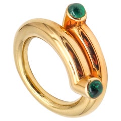 TIFFANY
CO. 1970 Jean Schlumberger Bague Spirale Or Jaune 18Kt Avec Emeraudes