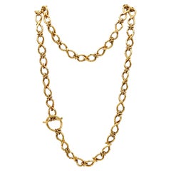 Tiffany & Co. 1970 Long Necklace Sautoir in Solid Texture 18 Karat Yellow Gold