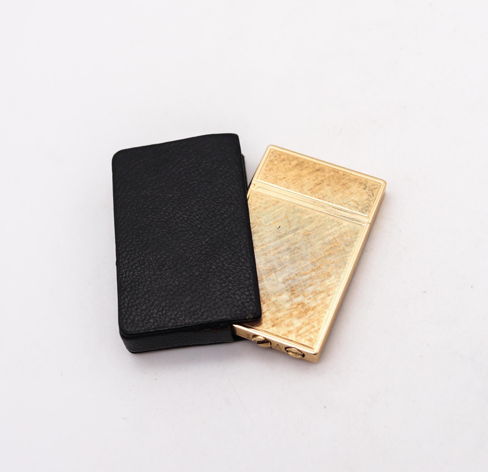 Pocket lighter designed by Tiffany & Co.

Gorgeous luxury pocket lighter, created in New York city by Tiffany & Co, back in the 1970. The lighter's case has been crafted with sharp rectangular shapes in solid yellow gold of 14 karats and decorated