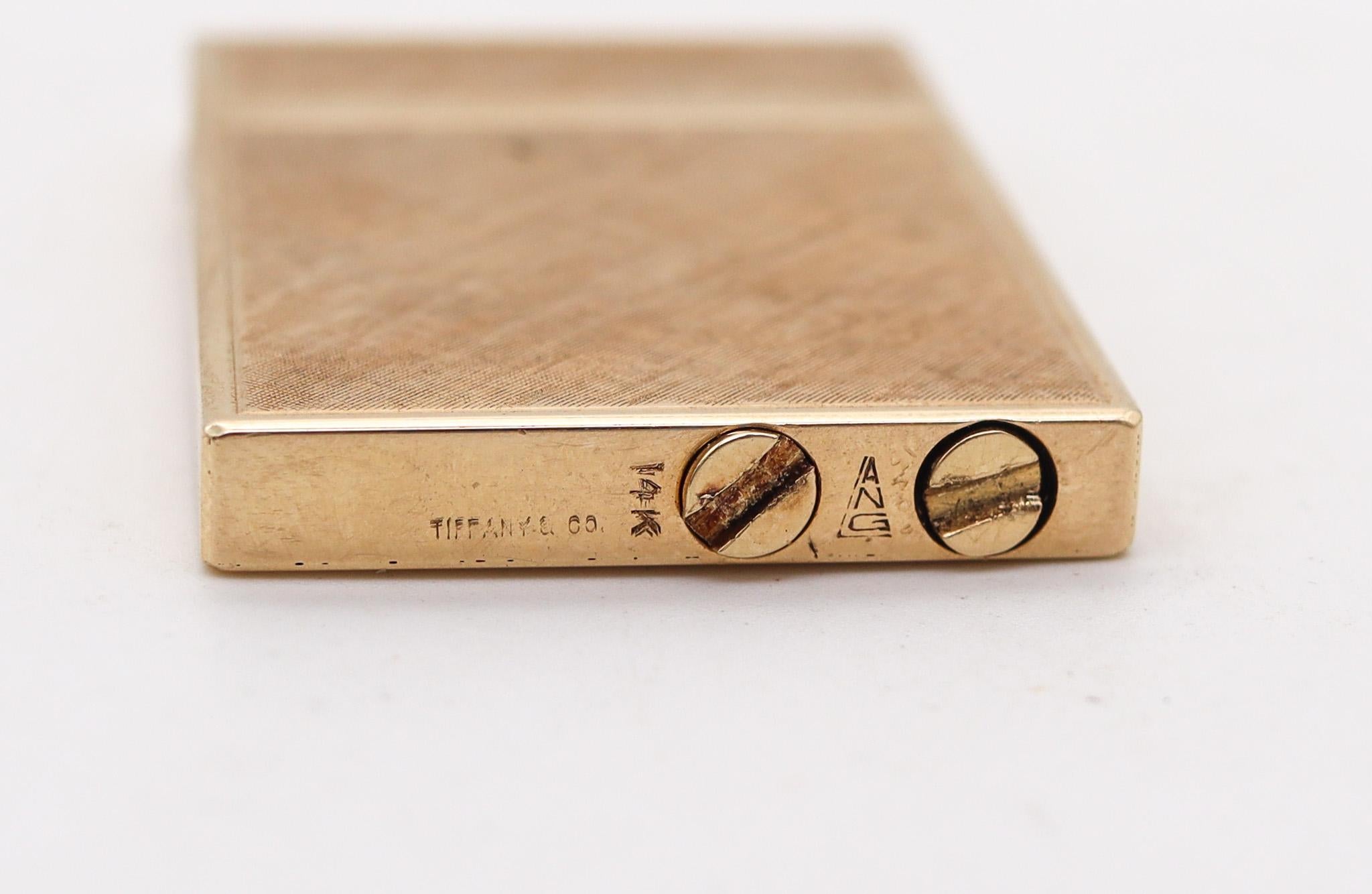 American Tiffany & Co. 1970 Modernist Petrol Fluid Fiorentini Pocket Lighter In 14Kt Gold