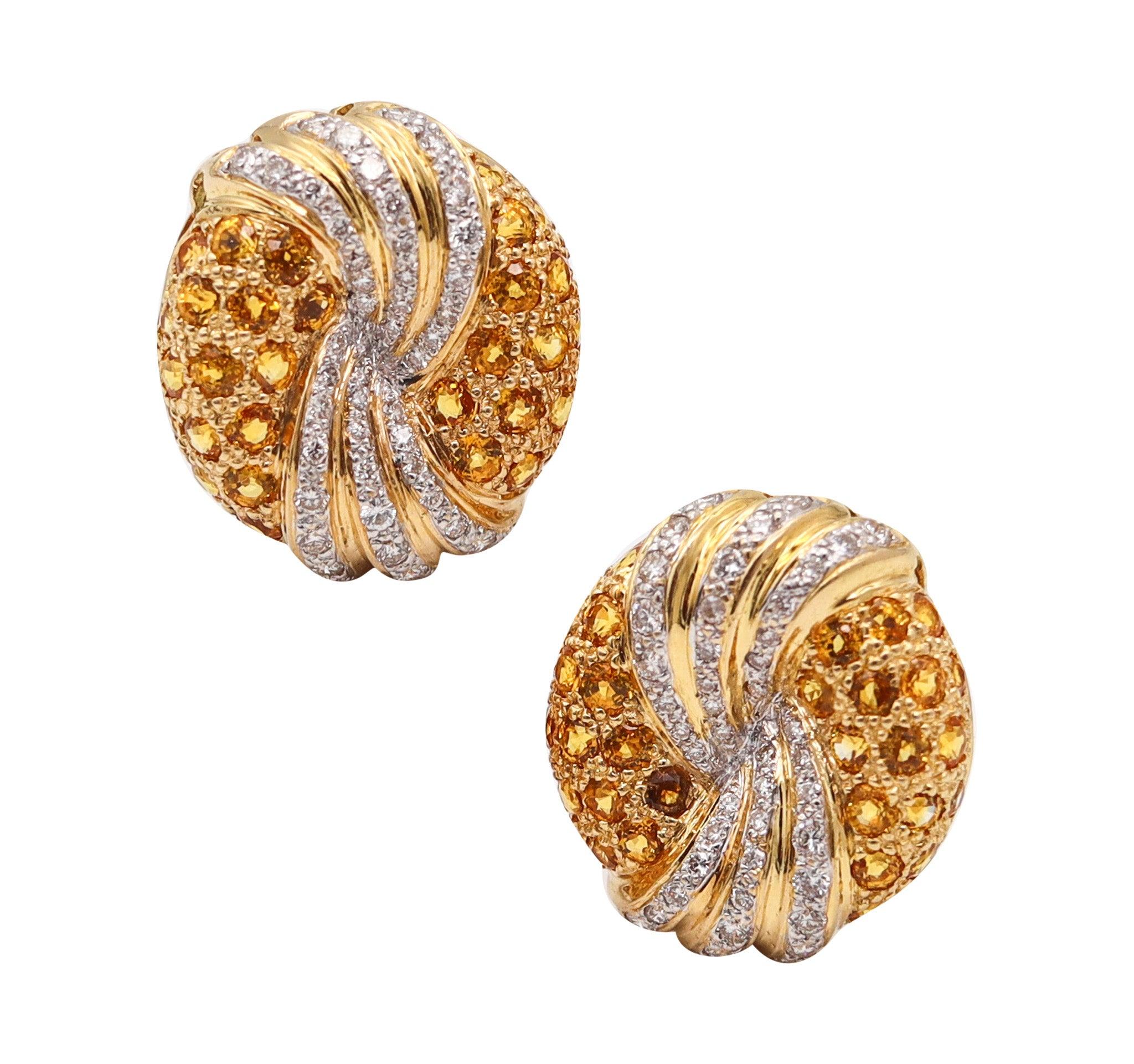 TIFFANY & CO. 1970 París Schlumberger Pendientes De Oro De 18 Kt Diamantes Y Zafiros