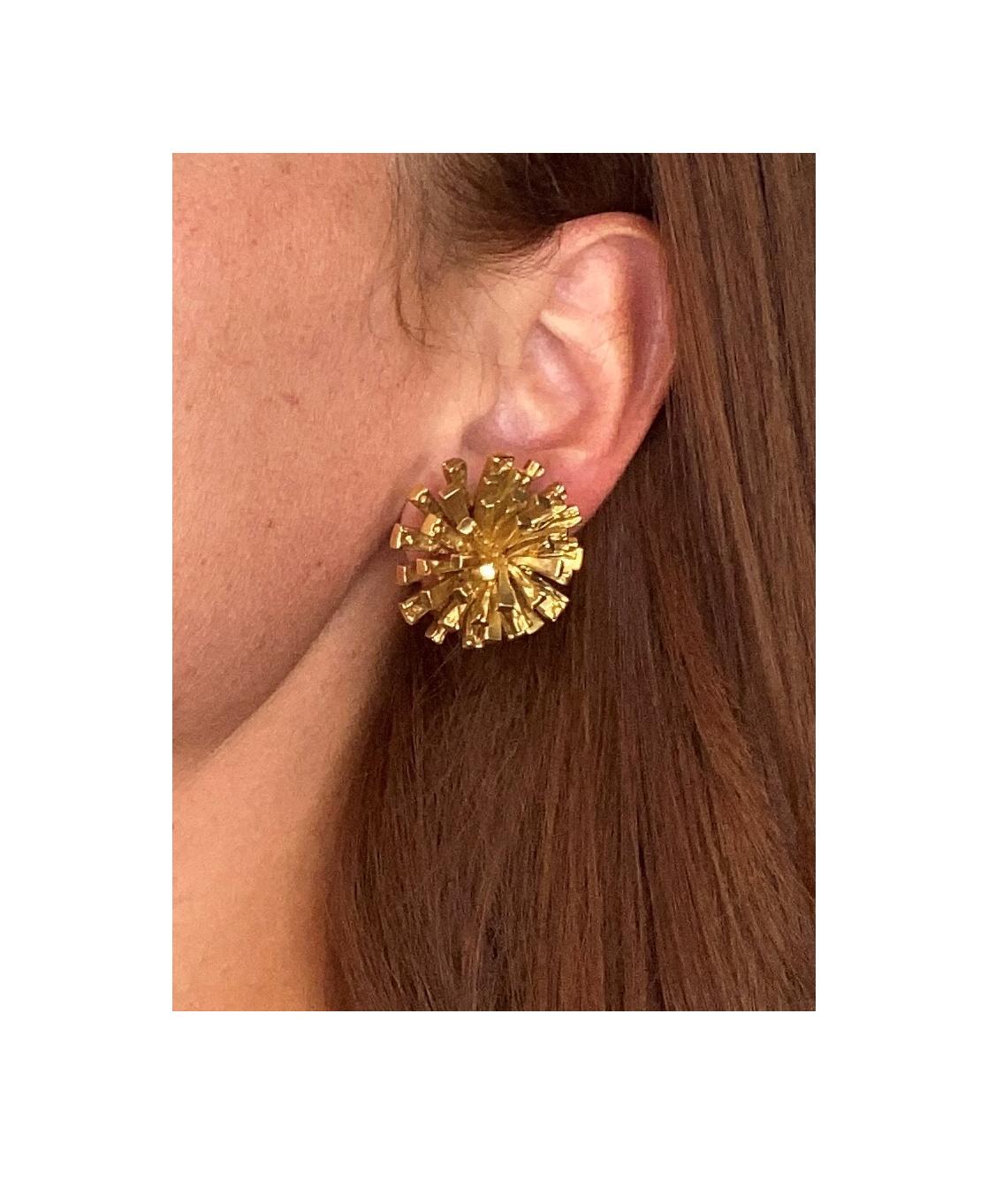Women's Tiffany & Co. 1970 Retro Sputnik Sunburst Clips Earrings in Textured 18Kt Gold