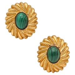 TIFFANY & CO. 1970 Schlumberger Clips-On Earrings In 18Kt Gold With Malachites