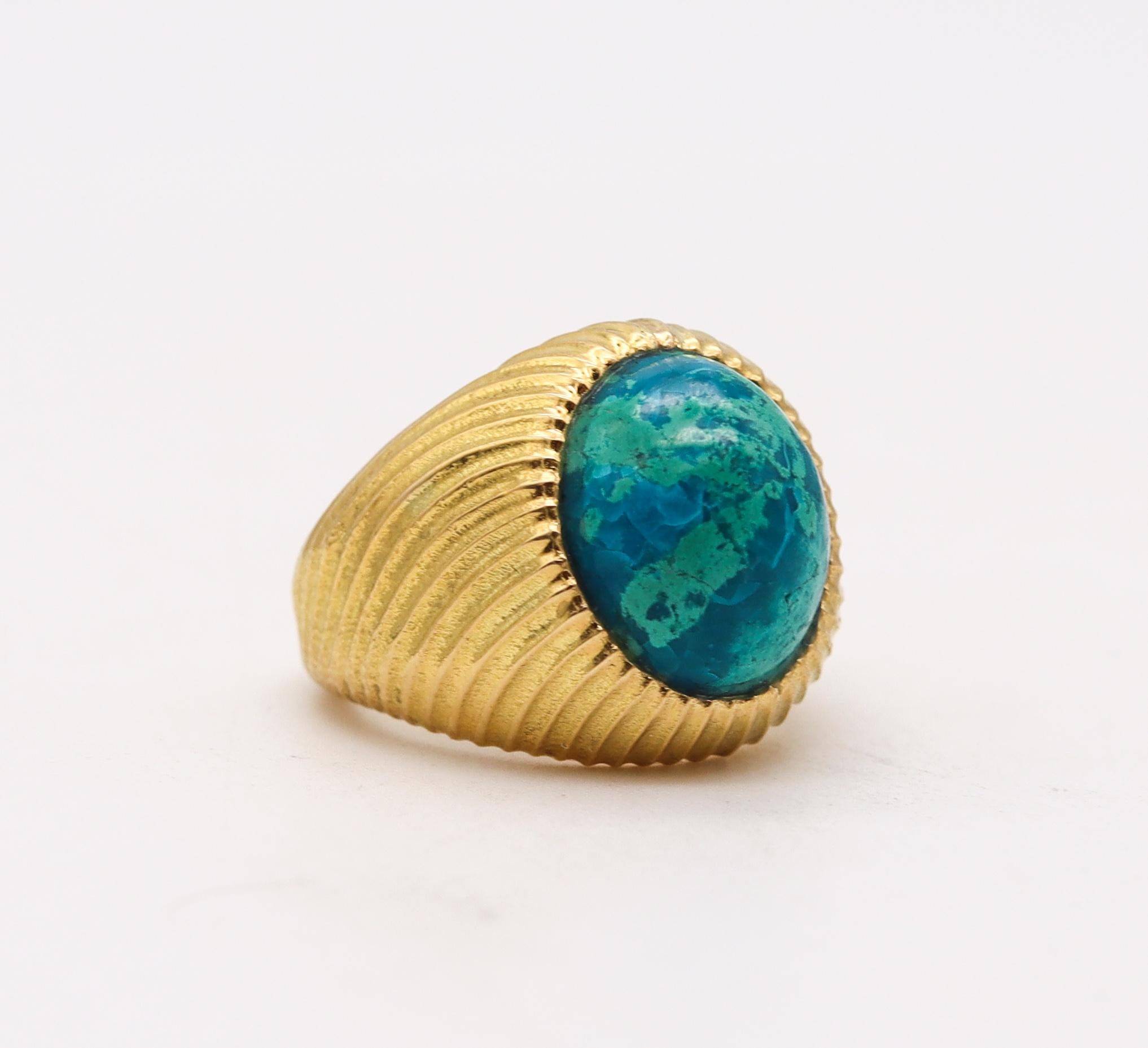 Cocktail ring designed by Jean Schlumberger for Tiffany & Co.

This iconic rare ring is the largest version of the ones created in New York city by Schlumberger at the Tiffany Studios back in the 1970. It was carefully crafted with a micro textured