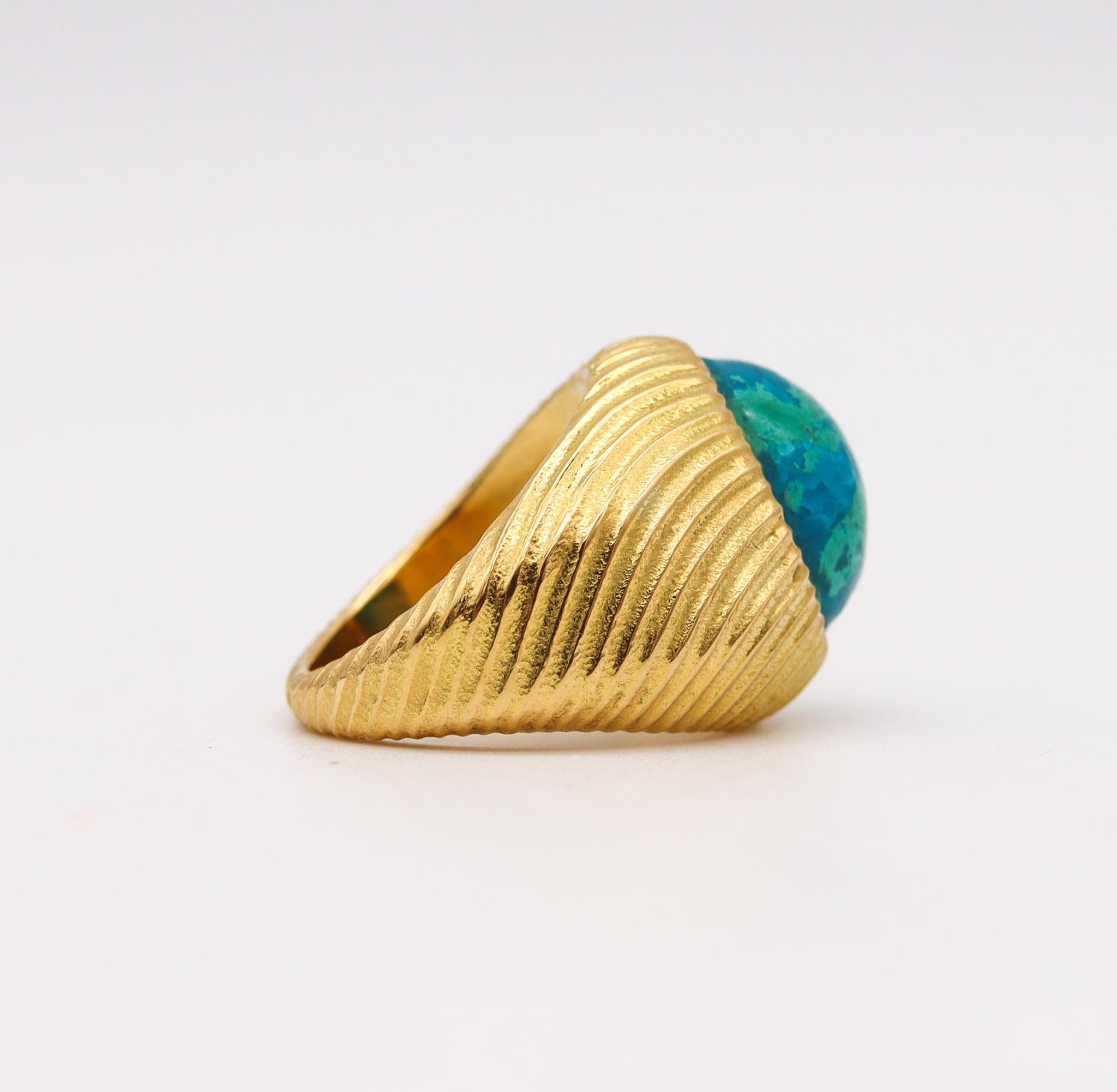 Cabochon Tiffany & Co. 1970 Schlumberger Large Cocktail Ring in 18Kt Gold & Azurmalachite